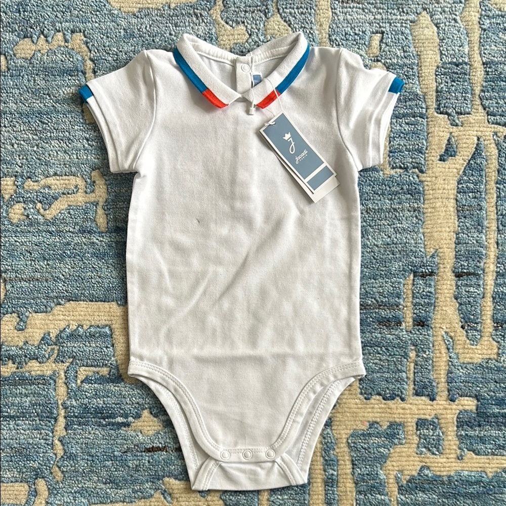 Jacadi White Polo Baby Onesie